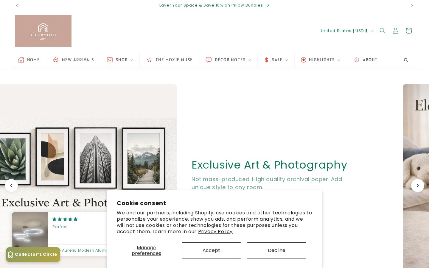 Decor Moxie homepage preview