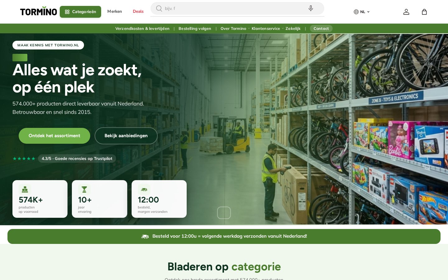 Tormino homepage preview